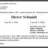 Schmidt Dieter 1943-2006 Todesanzeige